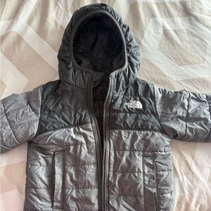 The North Face Black & Gray Quilted Hooded Puffer Jacket
